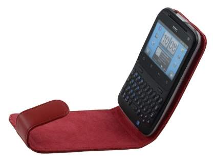 HTC ChaCha Genuine Leather Flip Case - Red