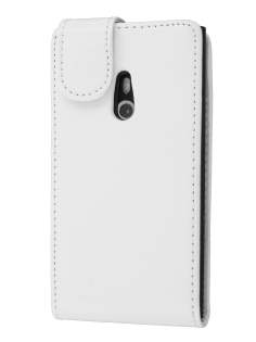 Nokia Lumia 800 Synthetic Leather Flip Case - White Leather Flip Case