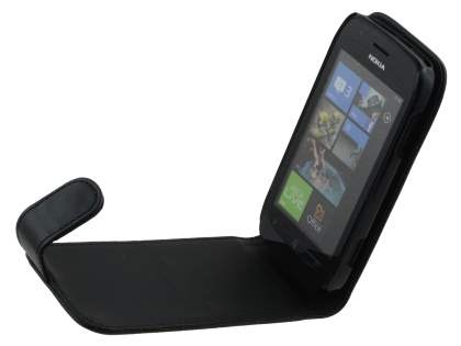 Nokia Lumia 710 Synthetic Leather Flip Case - Black