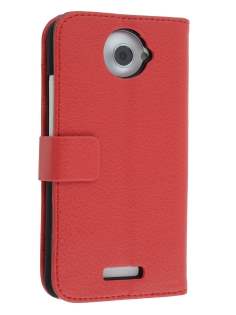 HTC One X / XL / X+ Slim Synthetic Leather Wallet Case with Stand - Red HTC One X / XL / X+ Slim Synthetic Leather Wallet Case with Stand - Red