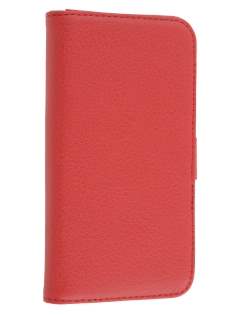 HTC One X / XL / X+ Slim Synthetic Leather Wallet Case with Stand - Red