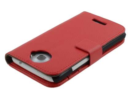 HTC One X / XL / X+ Slim Synthetic Leather Wallet Case with Stand - Red