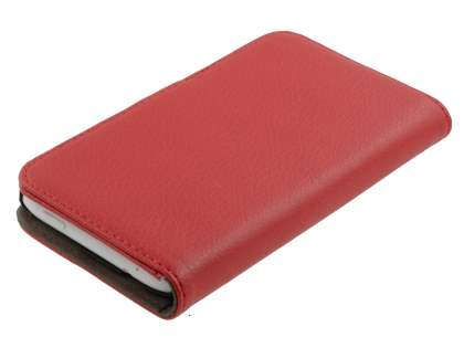 HTC One X / XL / X+ Slim Synthetic Leather Wallet Case with Stand - Red