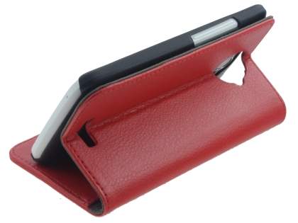 HTC One X / XL / X+ Slim Synthetic Leather Wallet Case with Stand - Red