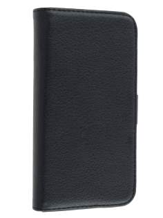 HTC One X / XL / X+ Slim Synthetic Leather Wallet Case with Stand - Black