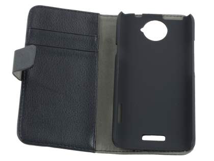 HTC One X / XL / X+ Slim Synthetic Leather Wallet Case with Stand - Black