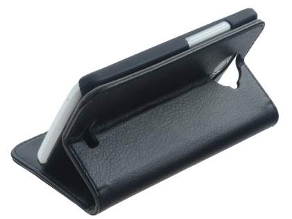 HTC One X / XL / X+ Slim Synthetic Leather Wallet Case with Stand - Black
