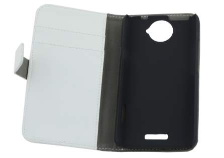 HTC One X / XL / X+ Slim Synthetic Leather Wallet Case with Stand - White