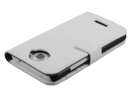 HTC One X / XL / X+ Slim Synthetic Leather Wallet Case with Stand - White