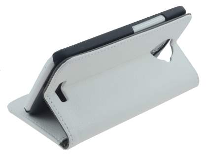 HTC One X / XL / X+ Slim Synthetic Leather Wallet Case with Stand - White