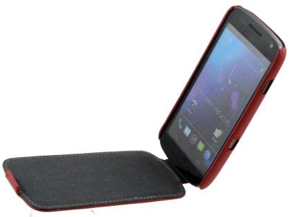 Samsung I9250 Galaxy Nexus Slim Synthetic Leather Flip Case - Red