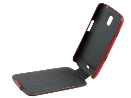 Samsung I9250 Galaxy Nexus Slim Synthetic Leather Flip Case - Red