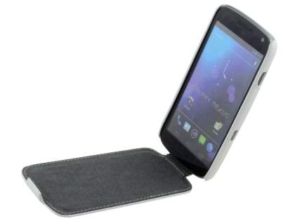 Samsung I9250 Galaxy Nexus Slim Synthetic Leather Flip Case - White