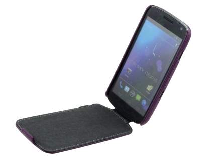 Samsung I9250 Galaxy Nexus Slim Synthetic Leather Flip Case - Purple