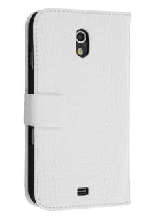 Samsung I9250 Google Galaxy Nexus  Synthetic Crocodile Skin leather Wallet Case - Ivory