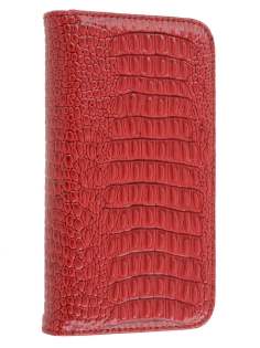 Samsung I9250 Google Galaxy Nexus  Synthetic Crocodile Skin leather Wallet Case - Red