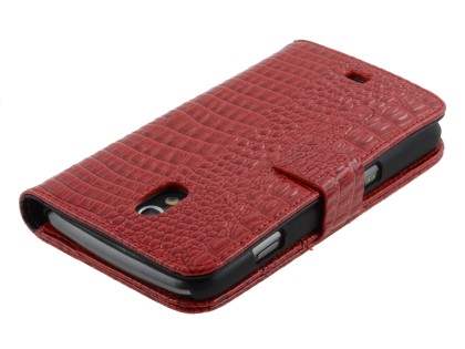 Samsung I9250 Google Galaxy Nexus  Synthetic Crocodile Skin leather Wallet Case - Red