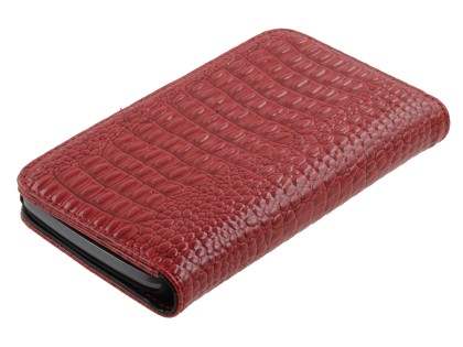 Samsung I9250 Google Galaxy Nexus  Synthetic Crocodile Skin leather Wallet Case - Red