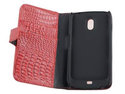Samsung I9250 Google Galaxy Nexus  Synthetic Crocodile Skin leather Wallet Case - Red