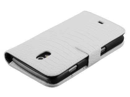 Samsung I9250 Google Galaxy Nexus  Synthetic Crocodile Skin leather Wallet Case - Ivory