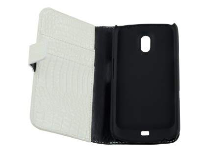 Samsung I9250 Google Galaxy Nexus  Synthetic Crocodile Skin leather Wallet Case - Ivory