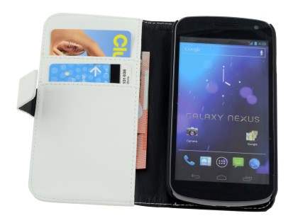 Samsung I9250 Google Galaxy Nexus Synthetic Leather Wallet Case - Pearl White