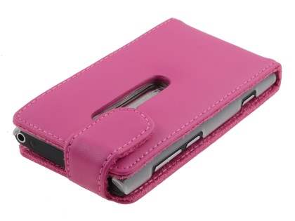Nokia Lumia 800 Genuine Leather Flip Case - Pink