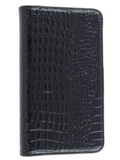 Samsung Galaxy Note Synthetic Crocodile Skin leather Wallet Case with Stand - Classic Black