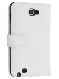 Samsung I9220 Galaxy Note Synthetic Leather Wallet Case - Pearl White Leather Wallet Case