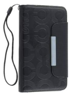 Stylish Synthetic Leather C Wallet Case with Strip for Samsung I9220 Galaxy Note - Classic Black