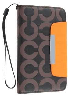 Stylish Synthetic Leather C Wallet Case with Strip for Samsung I9220 Galaxy Note - Dark Brown
