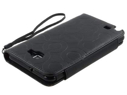 Stylish Synthetic Leather C Wallet Case with Strip for Samsung I9220 Galaxy Note - Classic Black