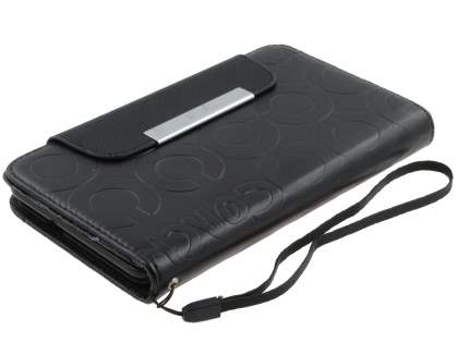 Stylish Synthetic Leather C Wallet Case with Strip for Samsung I9220 Galaxy Note - Classic Black