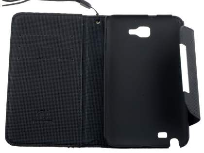 Stylish Synthetic Leather C Wallet Case with Strip for Samsung I9220 Galaxy Note - Classic Black
