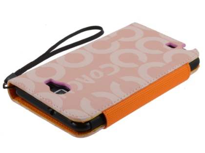 Stylish Synthetic Leather C Wallet Case with Strip for Samsung I9220 Galaxy Note - Baby Pink