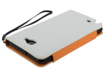 Stylish Synthetic Leather C Wallet Case with Strip for Samsung I9220 Galaxy Note - Pearl White