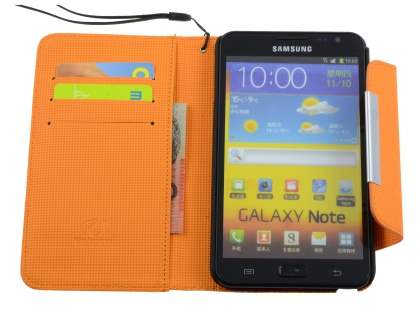 Stylish Synthetic Leather C Wallet Case with Strip for Samsung I9220 Galaxy Note - Pearl White