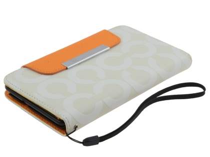 Stylish Synthetic Leather C Wallet Case with Strip for Samsung I9220 Galaxy Note - Mint Cream White