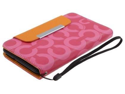 Stylish Synthetic Leather C Wallet Case with Strip for Samsung I9220 Galaxy Note - Pink