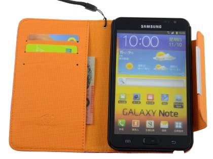 Stylish Synthetic Leather C Wallet Case with Strip for Samsung I9220 Galaxy Note - Pink
