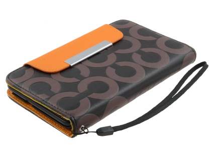 Stylish Synthetic Leather C Wallet Case with Strip for Samsung I9220 Galaxy Note - Dark Brown