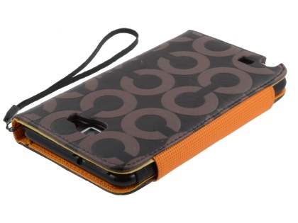 Stylish Synthetic Leather C Wallet Case with Strip for Samsung I9220 Galaxy Note - Dark Brown