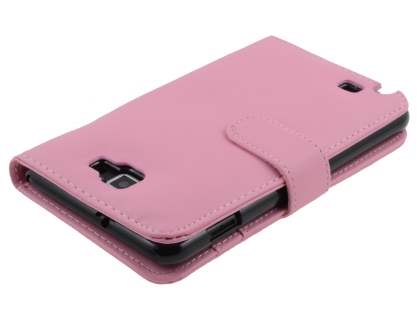 Samsung I9220 Galaxy Note Synthetic Leather Wallet Case - Baby Pink