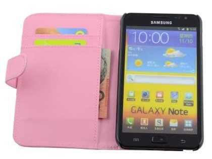 Samsung I9220 Galaxy Note Synthetic Leather Wallet Case - Baby Pink