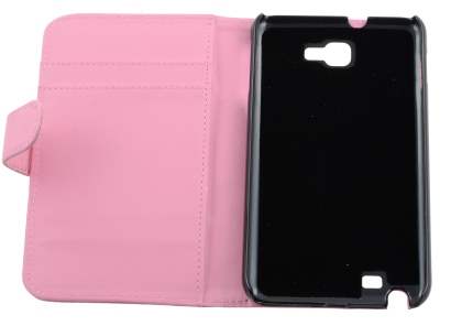 Samsung I9220 Galaxy Note Synthetic Leather Wallet Case - Baby Pink