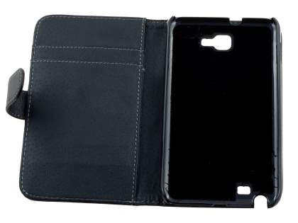 Samsung I9220 Galaxy Note Synthetic Leather Wallet Case - Classic Black