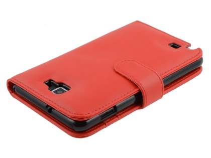 Samsung I9220 Galaxy Note Synthetic Leather Wallet Case - Red