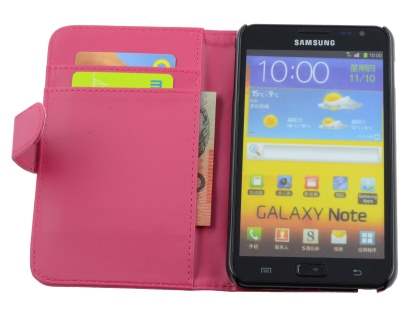 Samsung I9220 Galaxy Note Synthetic Leather Wallet Case - Pink