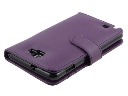 Samsung I9220 Galaxy Note Synthetic Leather Wallet Case - Purple