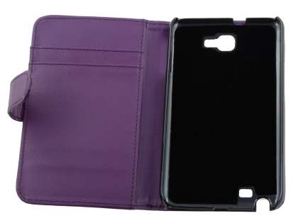 Samsung I9220 Galaxy Note Synthetic Leather Wallet Case - Purple
